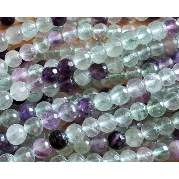 5.6m 15.5 Inches High Quality Rainbow Fluorite Faceted Beads ForJewelry Making