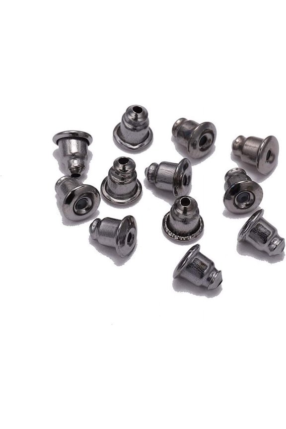 5 6mm 200pcs Earrings Ear Studs Back Cover Reel Ear Discoveries Cap Earrings Back Plug Ear Accessories Supplies (Color : Gun Black)