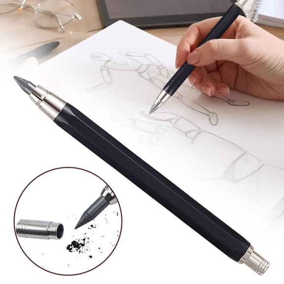 5.6mm Metal Mechanical Lead Holder, Automatic Clutch Pencil with Built In Sharpener, Drafting Drawing Sketching Tool