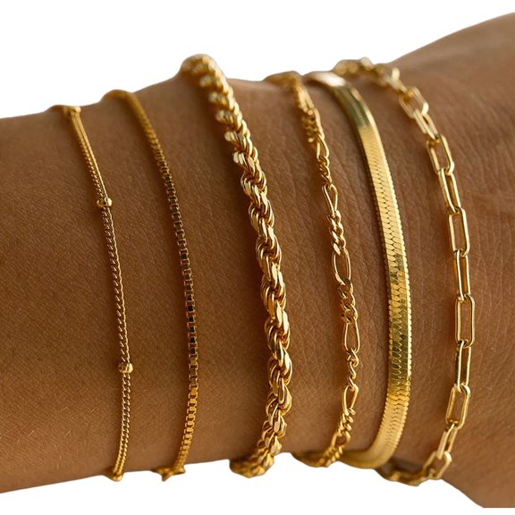 5/6pcs Delicate Gold/Silver Alloy Bracelet And Anklet Collection Sturdy For Everyday And Special Occasions