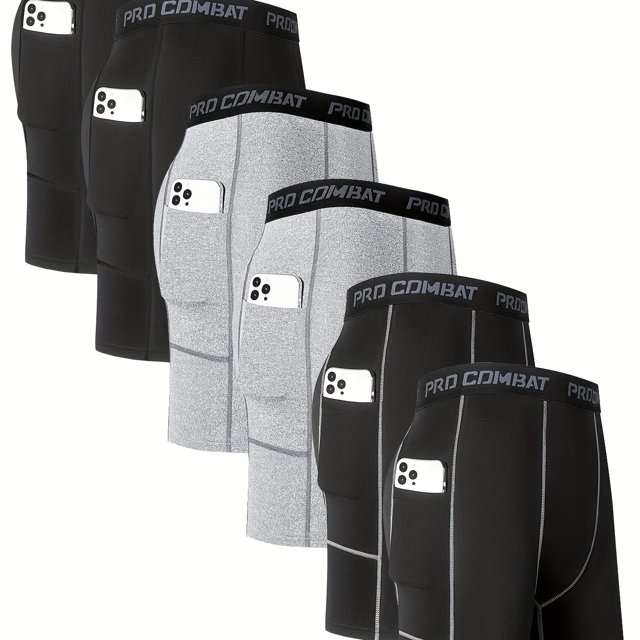 5/6pcs Men‘s Quick Dry Sports Running Long Boxer Briefs Compression