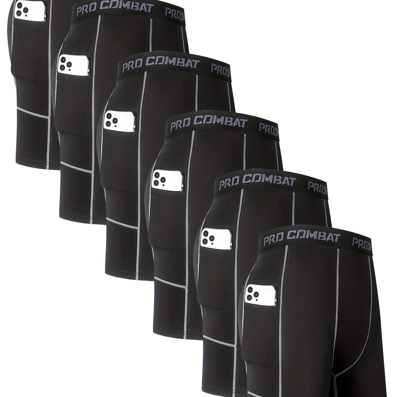 5/6pcs Men‘s Quick Dry Sports Running Long Boxer Briefs Compression