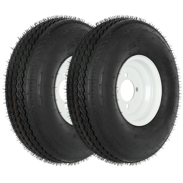 5.7-8 5.70-8 5.70x8 Trailer Tires with 8" Rims,4 Lug on 4" Centet Bolt, Load Range C, 6PR, 2 Pack