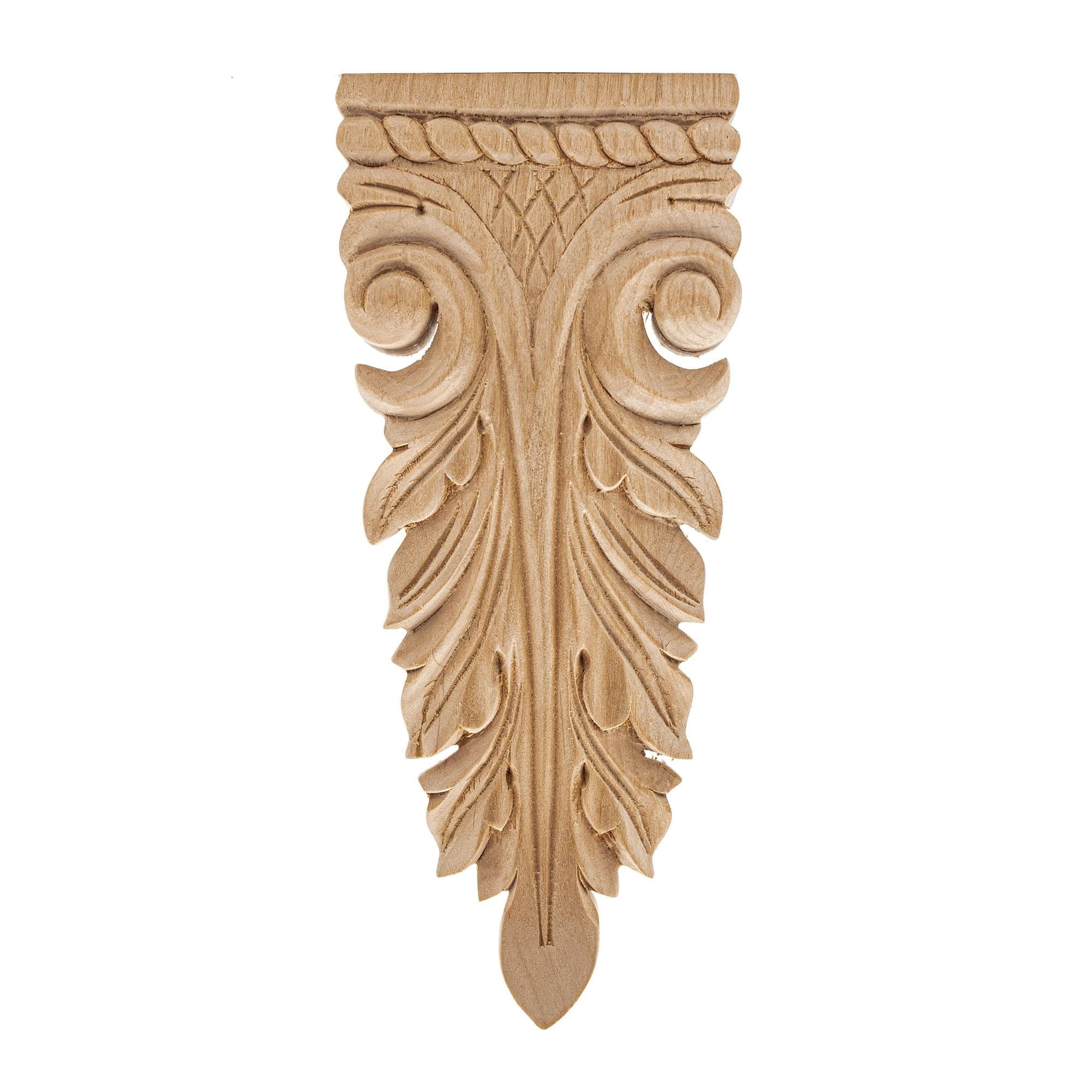 Hand Carved Alder Wood Acanthus Onlay Applique