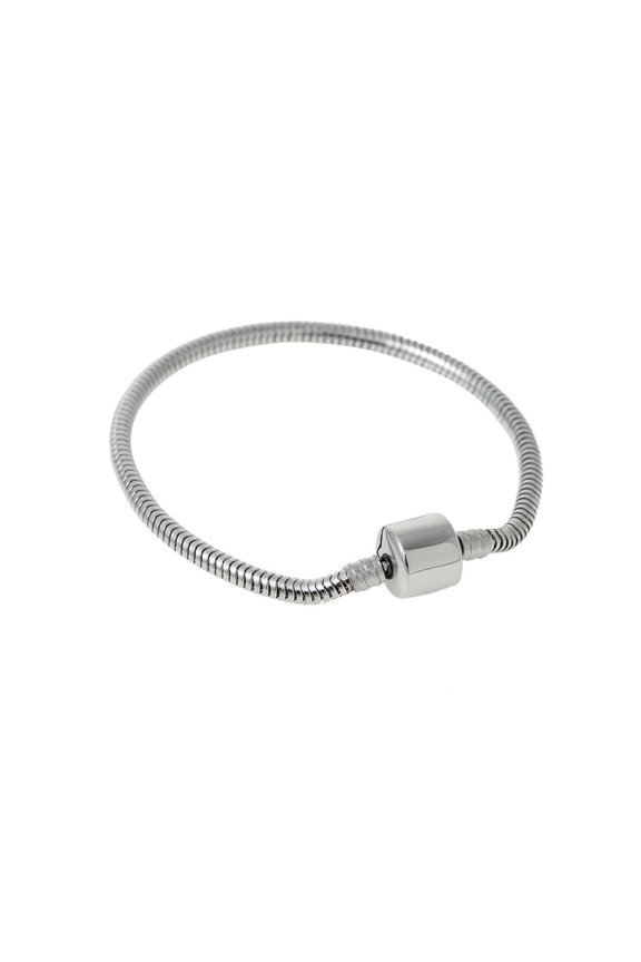 (5 7/8")Stainless Steel European Snake Chain Charm Bracelets Snap Clasp