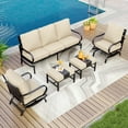 thumbnail image 1 of MAISON ARTS  5/7/9-Seat Patio Conversation Set, Outdoor Sofa Set with Single Sofa Chairs, 3-Seater Sofa, Ottoman and Coffee Table 5-Piece - Set, 1 of 5