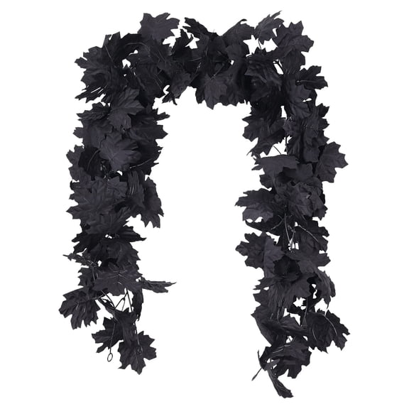 5.7 Ft Black Maple Leaf Garland,Halloween Artificial Leaves Vines,Artificial Black Maple Leave Garlands Fall Leaves Vines for Autumn Thankgiving Halloween Decoration for Home Fireplace Table