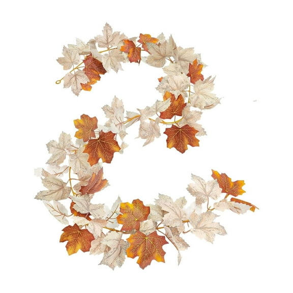 5.7 Ft Fall Maple Leaf Vine, Hanging Garland White Autumn Foliage Thanksgiving Decor Home Party Christmas
