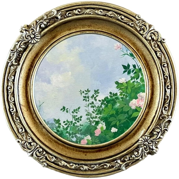5.7" Gold Resin Round Picture Frame, for 3.7" Photo Wall Decorative for Home Hotel