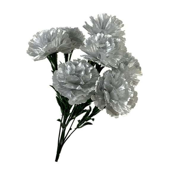Under $5 7 Head Carnation Bunch, Cloth Silk Flowers for Home, Silver 7 Head Artificial Carnation Bunch for Wedding Home Outdoor Decor Realistic Silk Flowers, by Honglin