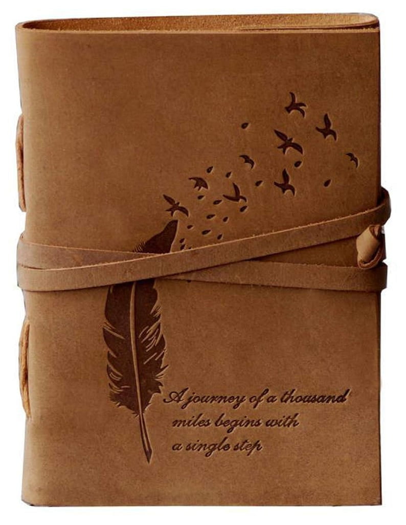 5×7 Inch Be Unique Leather Diary Embossed With Leaf of Tree & a Quote Antique Leather Bound Diary 240 Pages Notepad for Men and Women