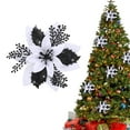 thumbnail image 1 of 5.7 Inch Christmas Poinsettia Flower,Christmas Glitter Artificial Flower with Clip Xmas Tree Ornament for Home Wreath Garland Party Decor(White,Black), 1 of 9
