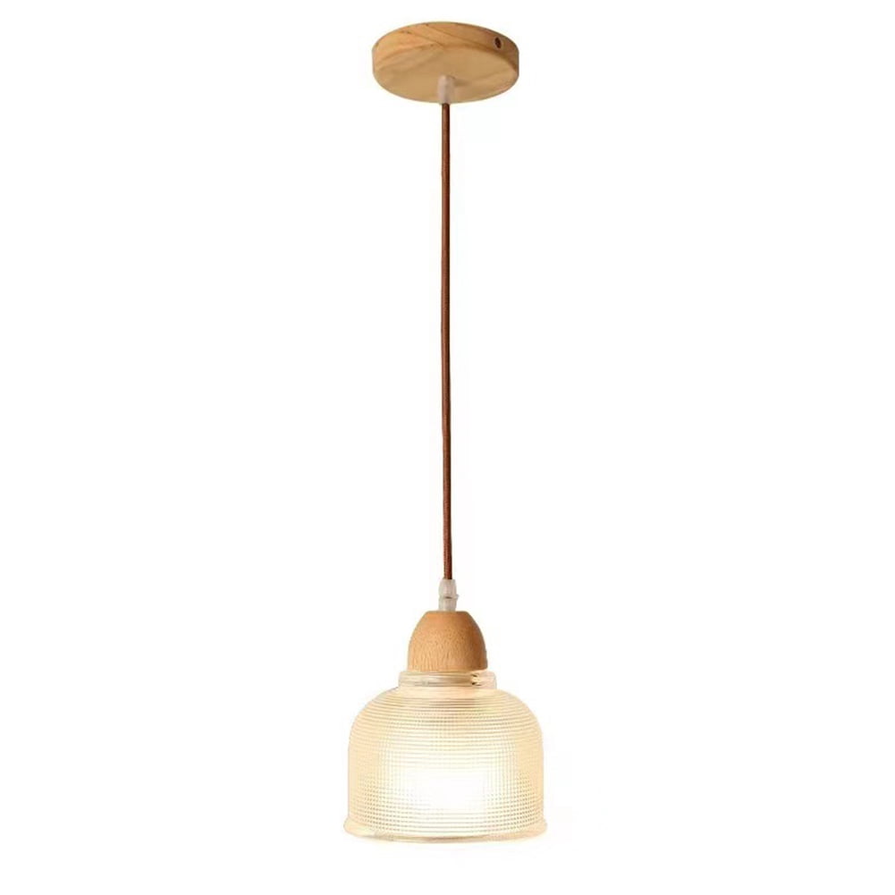 5.7 Inch Mini Wood Glass Pendant Light Fixture, Small Modern Farmhouse Pendant Lighting, Vintage Rustic Hanging Lamp, Retro Japanese Style Pendant Light for Over Kitchen Sink Bar Dining Table Bedside