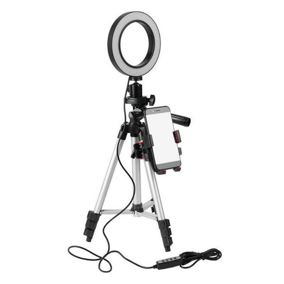 5.7 Inch Selfie Ring Light with Tripod Stand for YouTube Video Live stream and Makeup Mini LED Camera Light Cell Phone Holder Stand