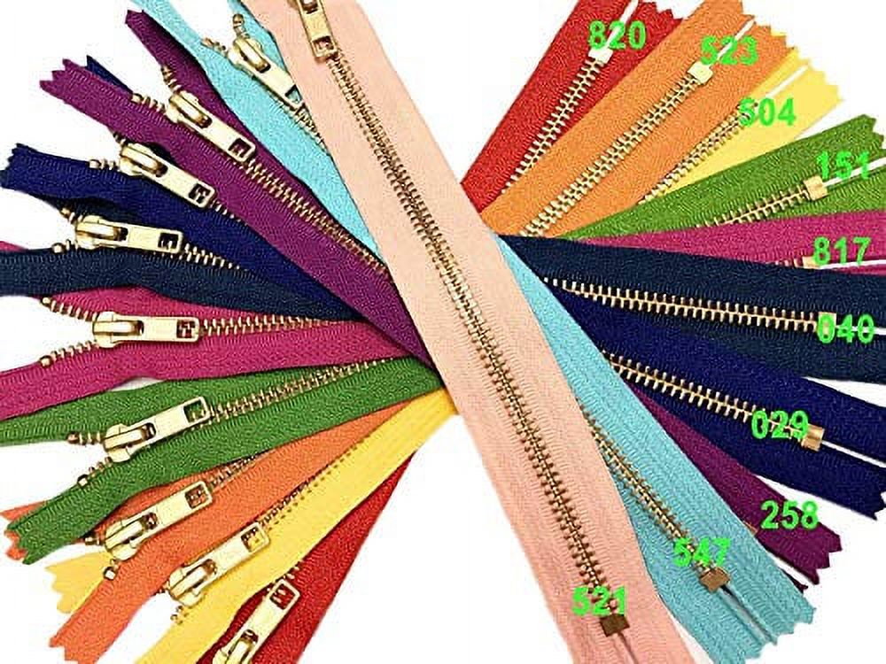 #5 7" Inches Metal Brass Handbag YKK Zipper Assortment - Brass Auto Lock - Medium Weight Closed Bottom - Choose Your Quantity - Made in The United States (7" 15 Pieces)