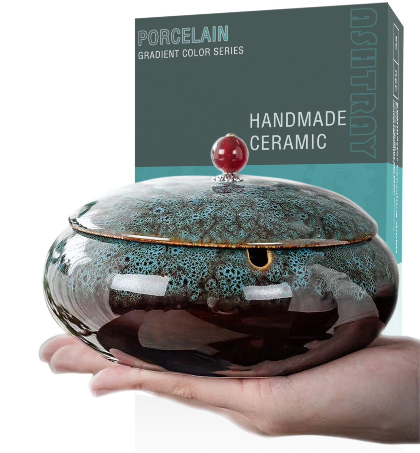 5.7" Large Ashtrays for Ceramic with Lids Ash Tray Outdoors Ashtrays