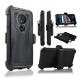 thumbnail image 1 of for 5.7" Motorola Moto G6 Play, Moto G6 Forge Hybrid Belt Clip Shock Resisant Holster Rotatable Kickstands Soft Silicon Absorber Rugged Defender Cover Dual Layers Armor Bumper Clear Hard Case Black, 1 of 4