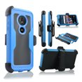 thumbnail image 1 of for 5.7" Motorola Moto G6 Play, Moto G6 Forge Hybrid Belt Clip Shock Resisant Holster Rotatable Kickstands Soft Silicon Absorber Rugged Defender Cover Dual Layers Armor Bumper Clear Hard Case Blue, 1 of 4