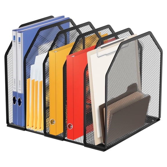 Hvxrjkn 5 Section Vertical Desktop Organizer Desk Organizer Adjustable Metal Rack File Sorter for Home,9.45*8.43*7.87in