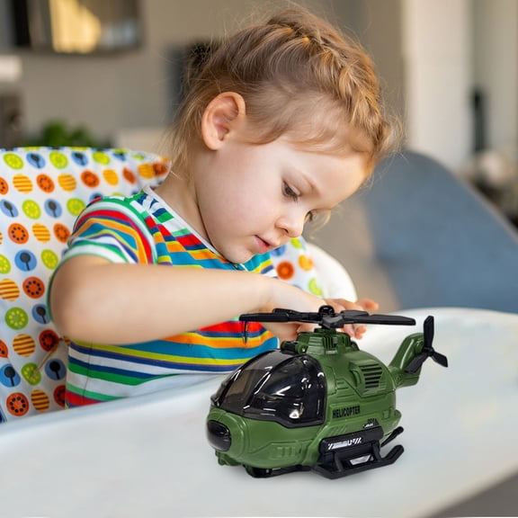 5.7" Simulation Helicopter Model with Spinning, Manual Power-up Drive, Helicopter Desktop Ornament, Great Gifts for Birthday