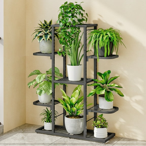 5/7 Tier Large Metal Plant Stand, Flower Plant Display Stand Waterproof Plant Shelf Multiple Flower Pot Holder for Patio Porch Garden Balcony Bedroom
