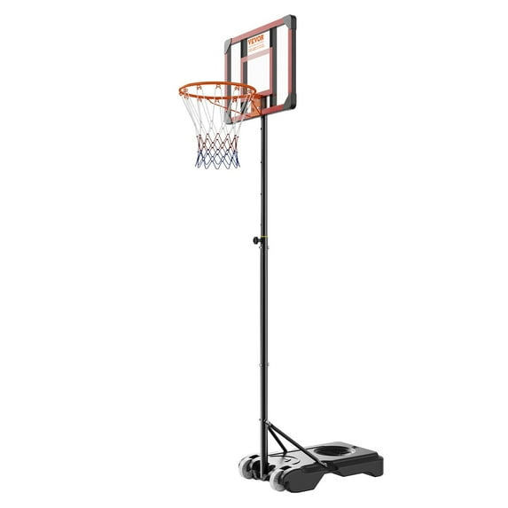 Adjustable 5-7 Ft Basketball Hoop System with 28" Backboard, Portable Stand & Wheels, Fillable Base for Indoor/Outdoor Use