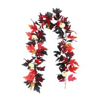 5.7 ft Wedding Fireplace Mantel Wall Hanging Maple-Leaf Garlands Artificial Fall Vine Garland for Halloween Thanksgiving Christmas Decor