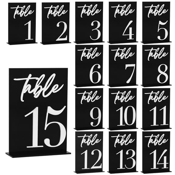 5*7 inch Acrylic Sign Gold Printed Table Numbers, Wedding Table Number for Wedding Reception Hotals Acrylic Sheets with Place Card Holder(15)