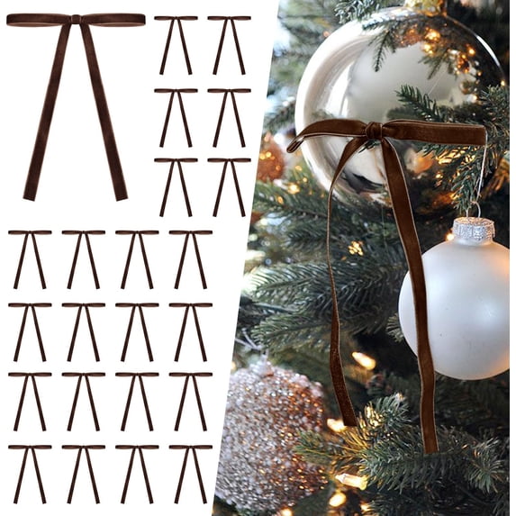 5*7 inch Burgundy Velvet Christmas Tree Bows, Elegant Bows Ornaments for Door Garland Vintage Wreath, Perfect Christmas Decorations(24 Pcs)