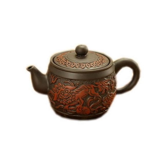 5.7 oz Ancient Animal Kylin Purple Clay Teapot, Black