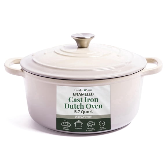 5.7 qt Dutch Oven with Lid | Enameled Cast Iron Cookware | Non Stick, Non Toxic, Oven Safe