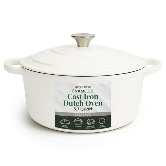 5.7 qt Enameled Cast Iron Dutch Oven with Lid | Safe For All Stovetops, Oven Safe 500F