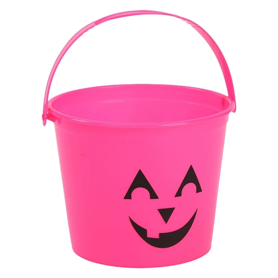5.7 x 4.92-Inch Halloween Monster Faces Pumpkin Candy Bucket with Handle, Compact Pail for Classroom Treats, School Parties, Group Activities, Candy and Party Favors