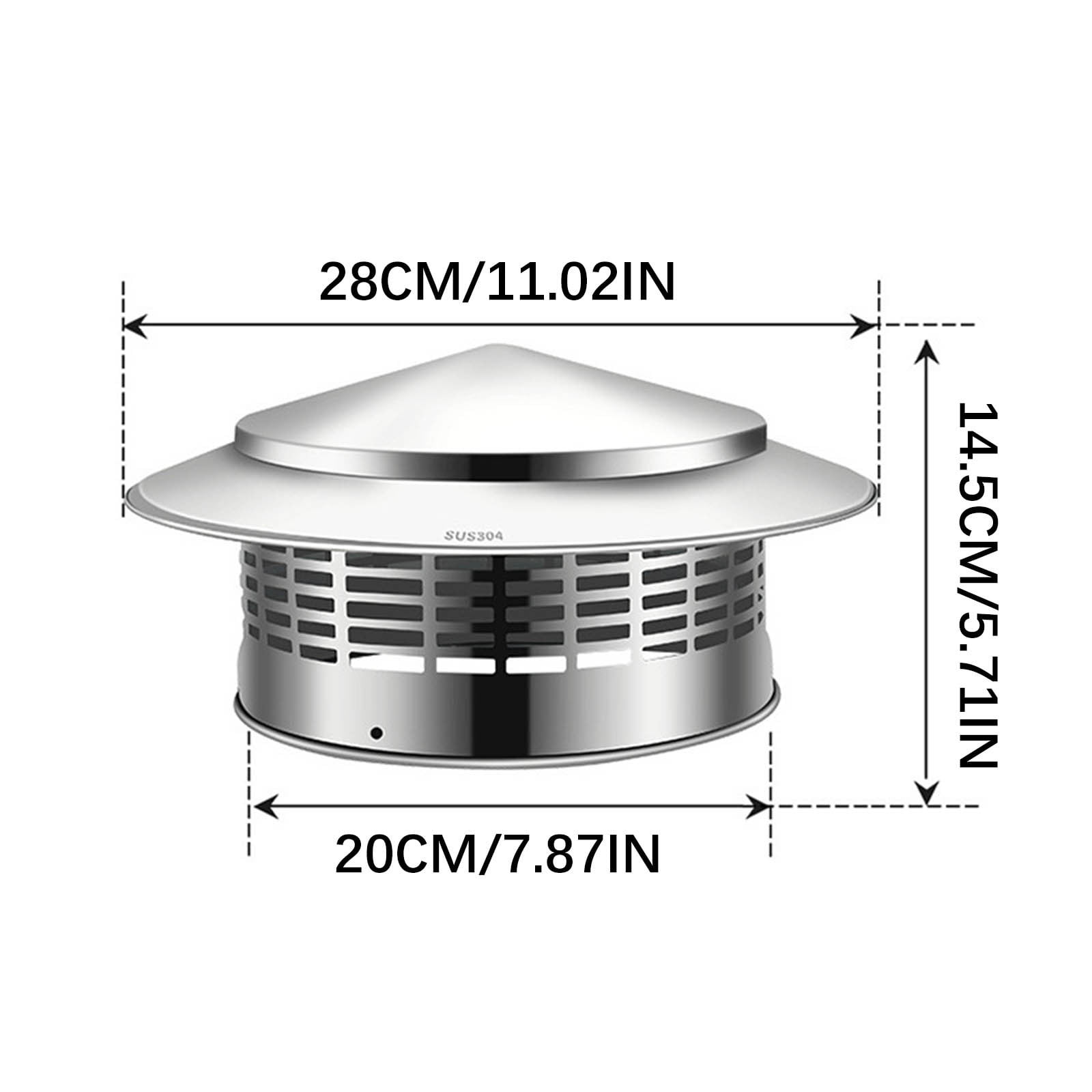 5.71 Inch Round Chimney Cap Stainless Steel Tapered Top Chimney Cap