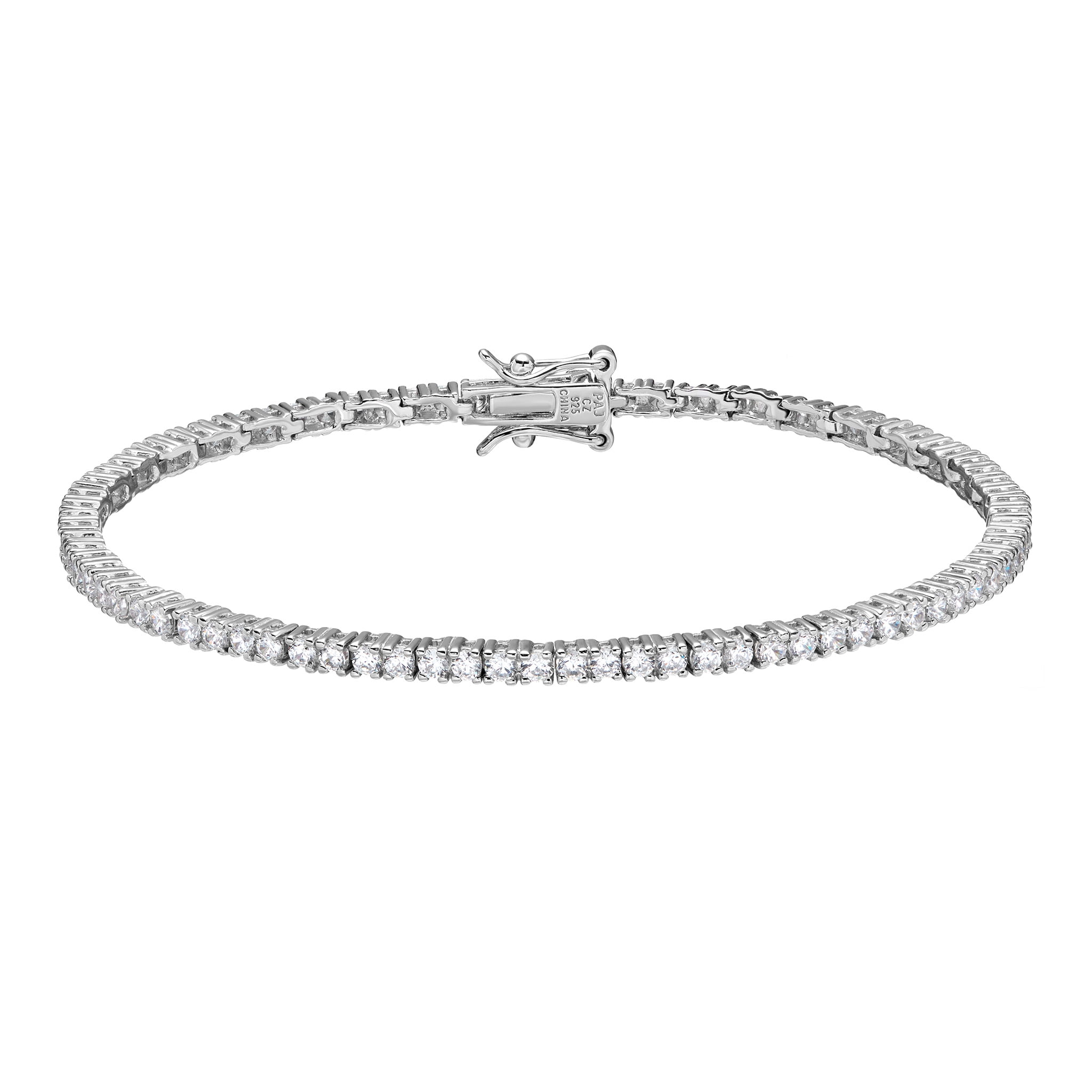 5.73 Carat T.G.W. CZ Platinum-Plated Sterling Silver 2mm Tennis