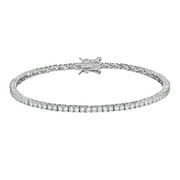 FOREVER FACETS 5.73 Carat T.G.W. CZ Platinum-Plated Sterling Silver 2mm Tennis Bracelet, 8"