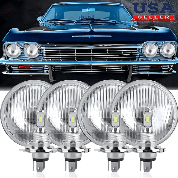 5.75" 5-3/4" GLASS LED Headlights Hi/Lo Beam 4PCS For Chevy Impala El Camino AAA