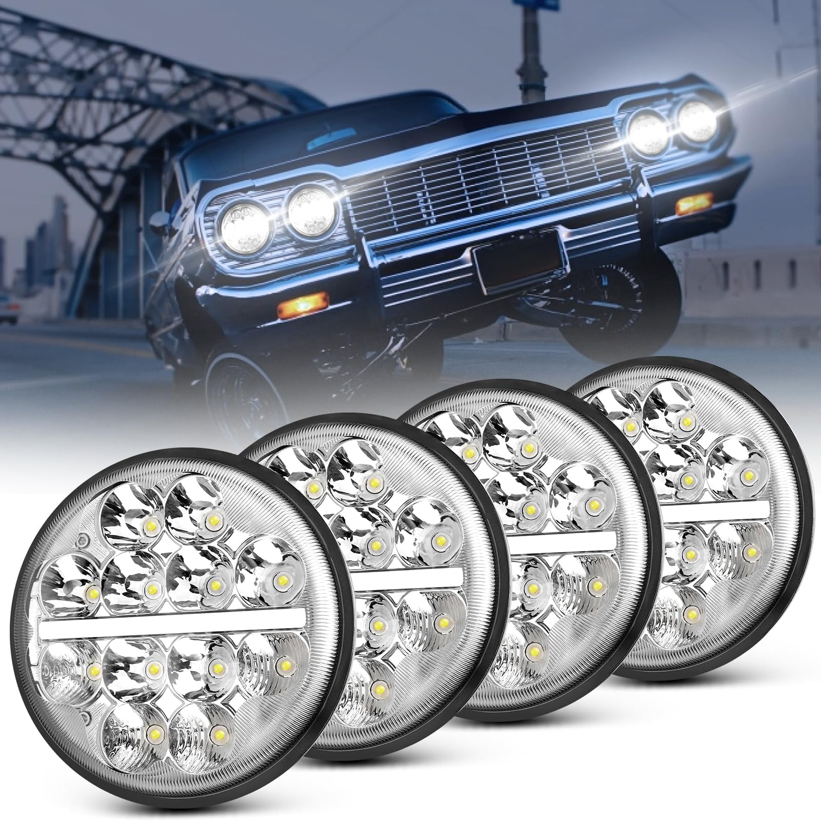 5,75& LED SCHEINWERFER Hi/Lo Beam Für Harley Night Train Sportster DYNA