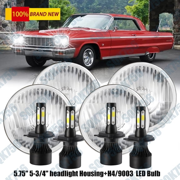 5.75" 5-3/4"LED Headlights Hi/Lo Beam Angle Eyes 4PCS For Chevy Impala El Camino