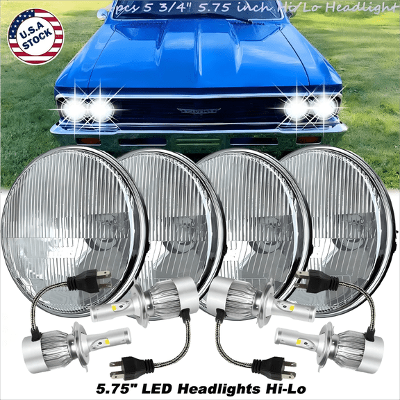 5.75" 5-3/4 LED Headlights Hi/Low For Chevy Chevelle 1964-1970 Convertible 4pcas