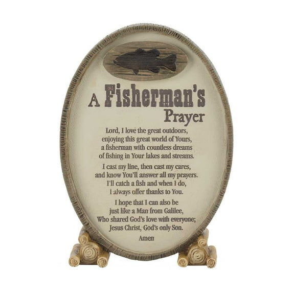 5.75" Brown and Ivory Fisherman Prayer Tabletop Plaque