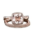 thumbnail image 1 of 5.75 Carat 10mm Cushion Cut Morganite 10K Rose Gold Wedding Set Diamond Moissanite Bridal Ring Infinity Stacking Matching Band, 1 of 7