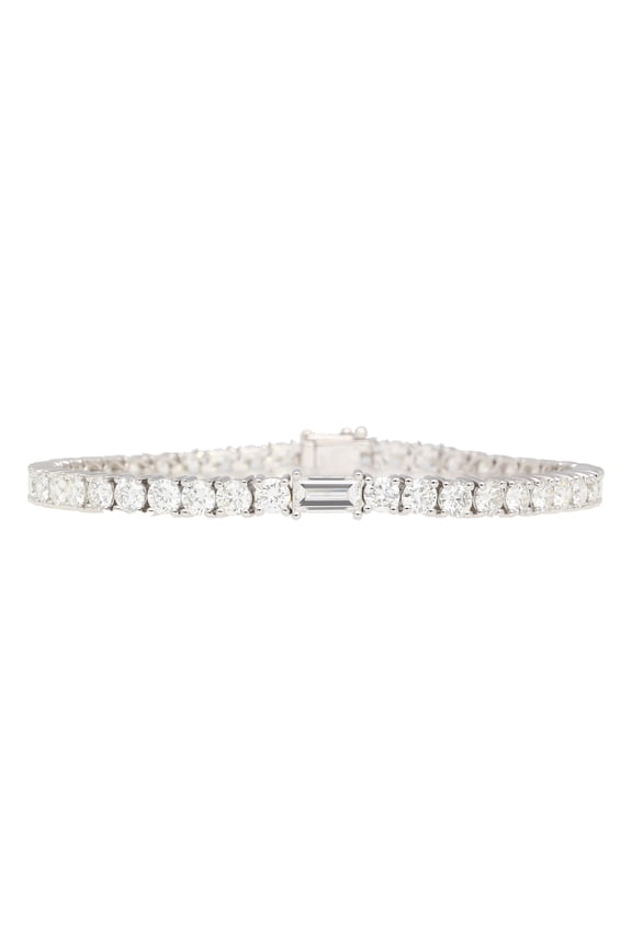 5.75 Carat Round & Emerald Cut Center Lab Diamond Tennis Bracelet in 18k