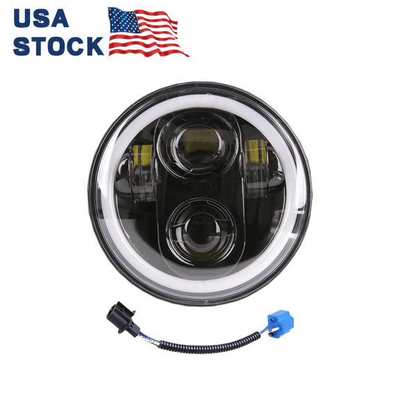 5.75" DRL LED Headlight Halo Ring Round Fit For Dyna Wide Glide FXDWG/Low Rider,  Assembly with High/Low Beam DRL/Turn Signal Halo Ring, DOT Approve