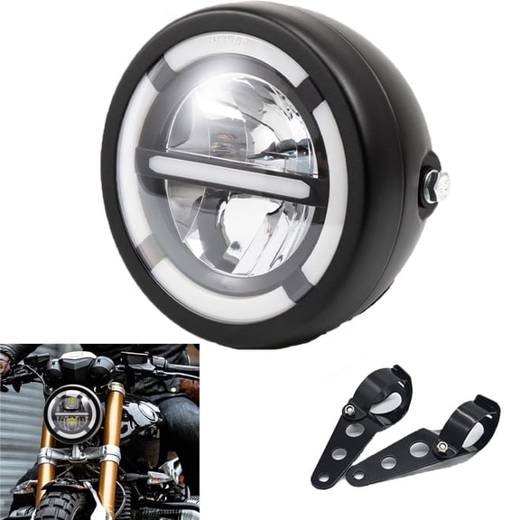 5.75 Inch Motorcycle Headlight, Dot Approved 5-3/4" 5.75" Round LED Projection Headlight Motorcycle Headlight Headlamp High Low Beam for Cafe Racer E-bike Bobber Chopper