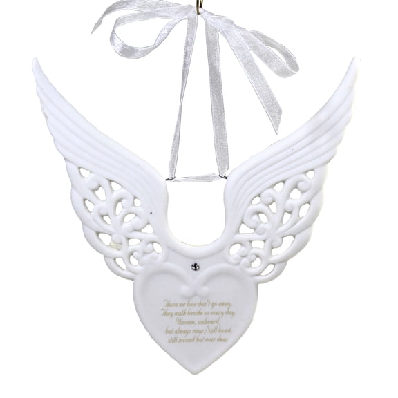 5.75" Memorial Wing Heart Ornament W/ Verse by Roman