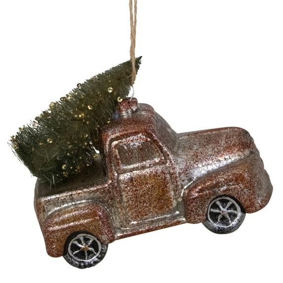 Northlight Retro Mercury Glass Country Rustic Pickup Truck Christmas Ornament - 5.75" - Brown