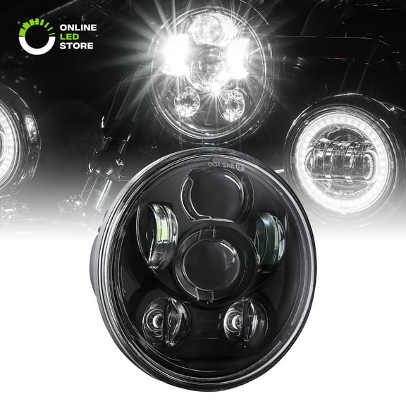 5.75" Round LED Headlight [Black Housing] [Projector] [3450 Lumens] For Harley Davidson Motorcycle