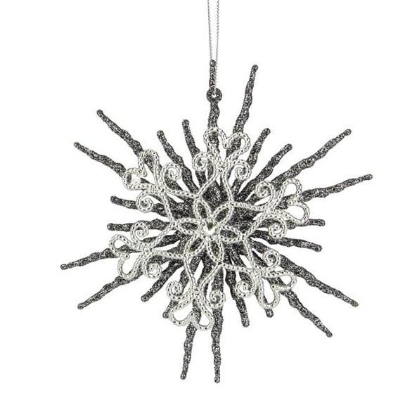 5.75 in. Rustic Glitter Snowflake Christmas Ornament