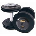 thumbnail image 1 of 5 - 75 lb. Pro Style Black Cast Iron Round Dumbbell Set w/ Straight Handle & Rubber Caps (Commercial Gym Quality) by Troy Barbell, 1 of 1